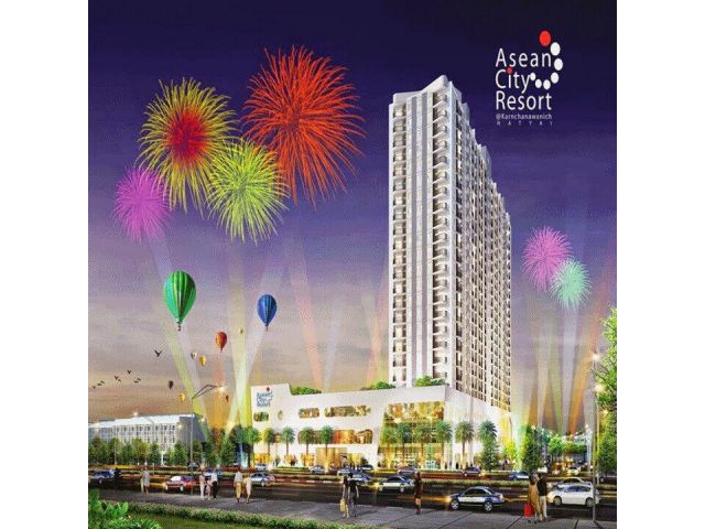ขายคอนโดหาดใหญ่ Asean City Resort ชั้น12 พื้นที่ 46 ตรม. 2ห้องนอน 2.5 ล้าน