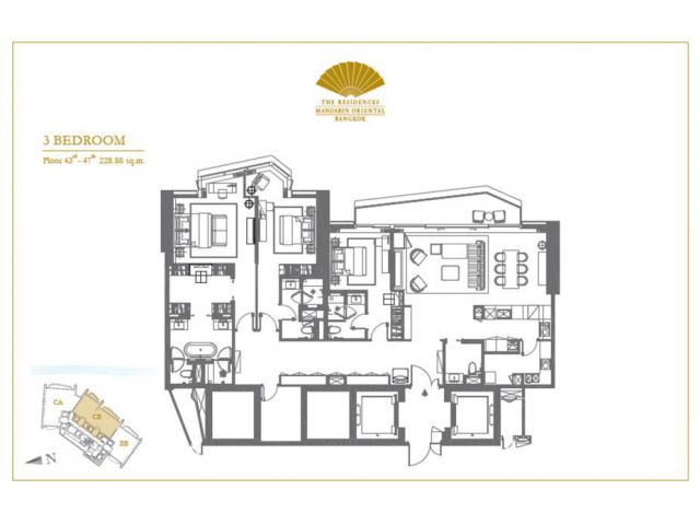 ขาย ดาวน์ SALE The Residences Mandarin Oriental ICONSIAM ไอคอน สยาม 228.88sqm on 4x floor 3beds for sale