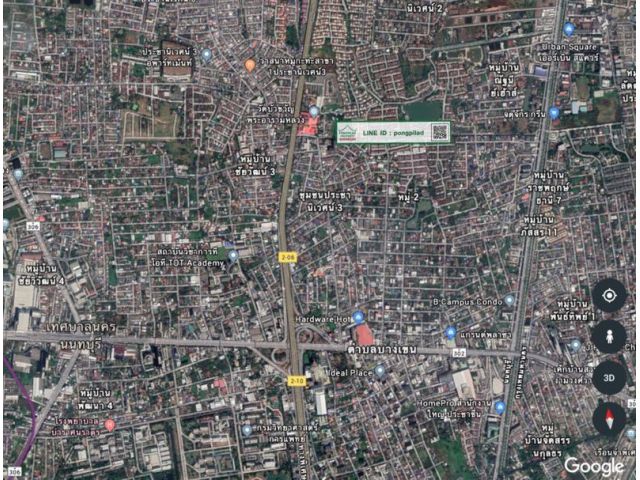 > ขายที่ดิน นนทบุรี ขายเท่าราคาประเมิน ใกล้วัดบัวขวัญ 154.4 ตรว.
