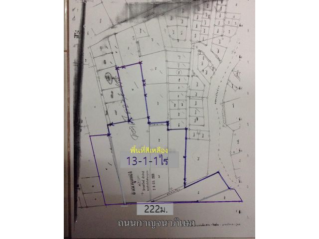 ขายที่ดิน13ไร่1งาน1ตรว.หน้ากว้าง222ม.ติดถนนกาญจนาภิเษก ติดคลองบางม่วง ต.บางม่วง อ.บางใหญ่ จ.นนทบุรี
