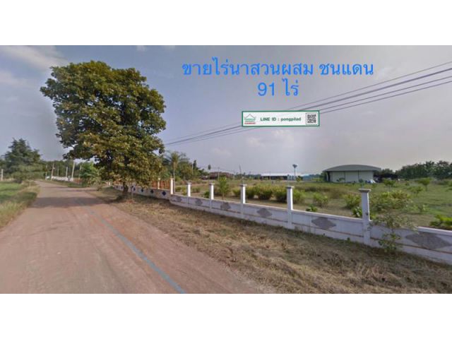 > ขายที่ดินชนแดน 91 ไร่ ไร่นาสวนผสม โรงงานน้ำดื่ม บ้านหลายหลัง