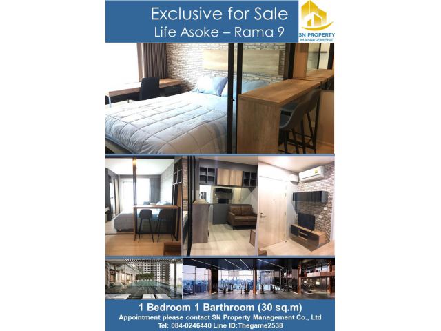 (Sale) 1 Bedroom (30 sq.m) fully-furnished at Life Asoke with residence