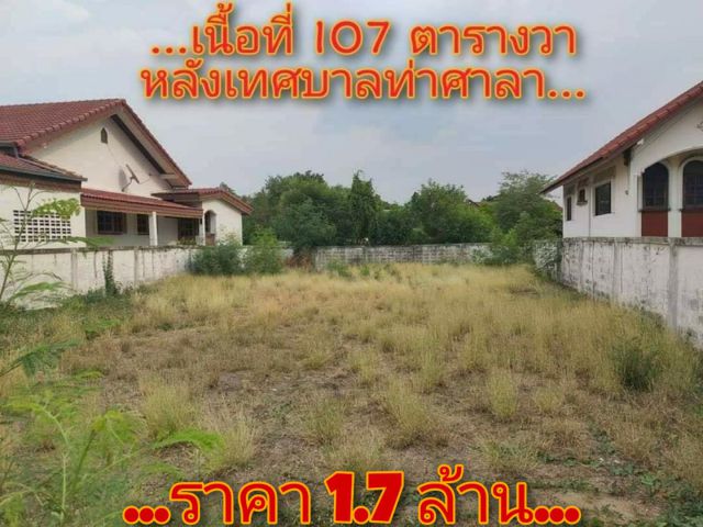 ขาย!!ที่ดินเปล่าหลังเทศบาลท่าศาลา ถมแล้ว ใกล้ห้าง เนื้อที่ 107 ตารางวา