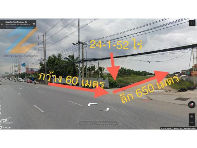 ขายที่ดิน 24-1-52 ไร่ ติดถนนบางนา-ตราด กม.22