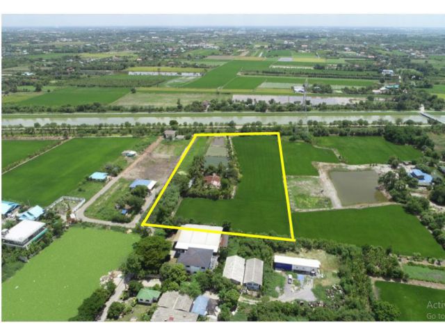 ขายที่ดินสวย ริมติดคลองมหาสวัสดิ์ 10,500 บาทต่อตรว. 8ไร่ บางคูรัด