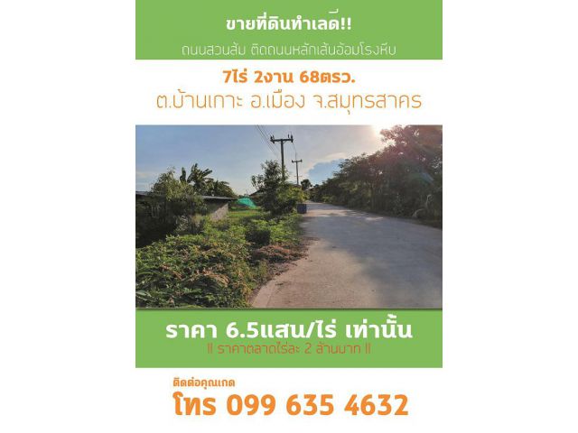 ถูกมาก ราคาว๊าว ขายที่ดินทำเลดี ถนนสวนส้ม ติดถนนหลักเส้นอ้อมโรงหีบ ตำบลบ้านเกาะ อำเภอเมืองจังหวัด
