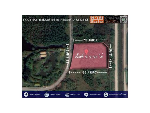 ขายที่ดินเขตสีชมพู 1025ตรวๆละ5365บ สวนสายธาร คลอง3