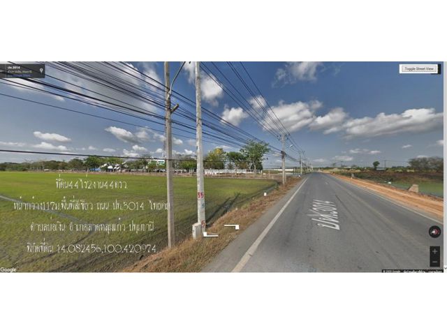 ขายที่ดิน44ไร่2งาน44ตรว. หน้ากว้าง117ม.ติดถนน3014ไทยคม-วัดเจดีย์หอย ต.บ่อเงิน อ.ลาดหลุมแก้ว จ.ปทุมธานี
