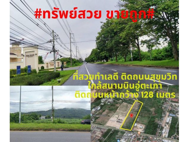 #ที่สวยขายถูก#ขายที่ดินทำเลดีติดถนนสุขุมวิท บ้านฉาง-ระยอง ใกล้สนามบินนานาชาติอู่ตะเภา 43-3-70 ไร่ ไร่ละ 3.9ล้าน