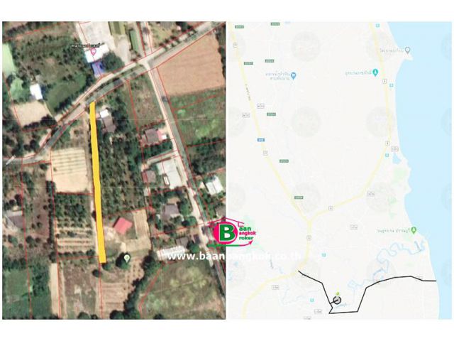 ที่ดินพร้อมบ้าน 1 ชั้น โครงการ ฝั่งท่า เนื้อที่ 4-1-08 ไร่ มี 2 ห้องนอน 1 ห้องน้ำ ถนนเพชรเกษม ปราณบุรี ประจวบคีรีขันธ์