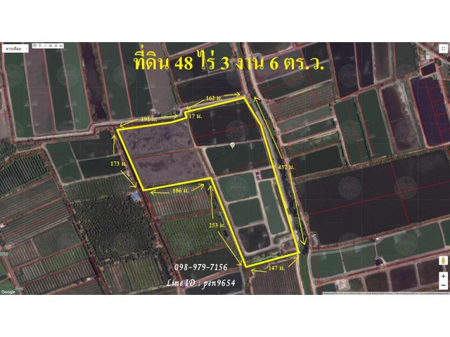 PH853 ขายที่ดิน 48 ไร่ 3 งาน  6 ตารางวา ตำบล ดอนใหญ่ พื้นที่สีเขียวอ่อน ติดถนนสองด้าน