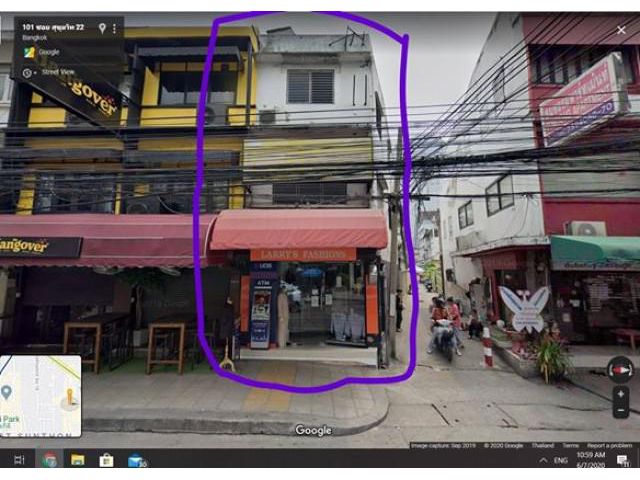 รหัสทรัพย์  9506 ตึกแถว 4 ชั้น สุขุมวิท 22  เหมาะสำหรับบาร์, ร้านกาแฟ