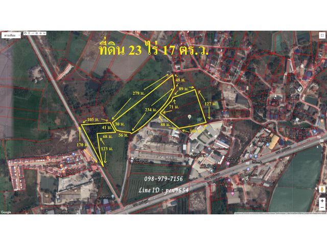 PH897 ขายที่ดิน จำนวน 23 ไร่  17 ตารางวา ติดถนนสุขประยูรตรงข้ามโครงการณ์หมู่บ้านจัดสรรค์