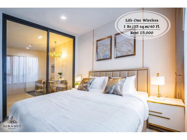 เช่า- Life One Wireless /1 ห้องนอน /35 ตร.ม /ชั้น 40 ใกล้ BTS เพลินจิต เช่า 25,000