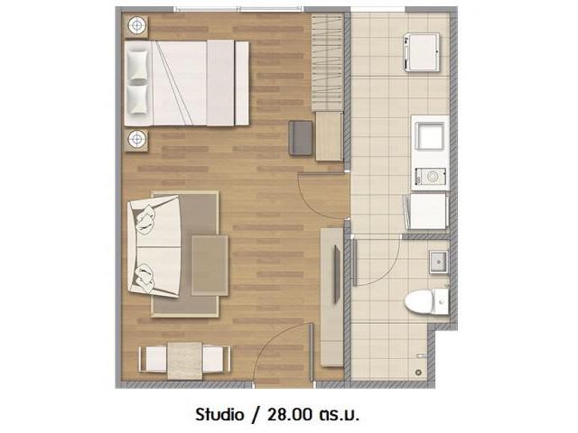 ขายพลัมคอนโด พหลโยธิน 89 พื้นที่ 28 ตรม. 1 ห้องนอน 1 ห้องน้ำ ตึก 2A ชั้น 7  พร้อมโอนไม่รวมของโชว์