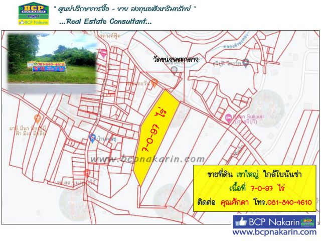 ที่ดินเปล่า เขาใหญ่ ถนนมิตรภาพ เนื้อที่ 2,897 ตร.ว.