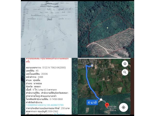 ขายที่ดินสวนยางบ้านทุ่งโพธิ์นาหม่อม 9 ไร่ 2 งาน 62 ตารางวาขาย 3 ล้านบาท