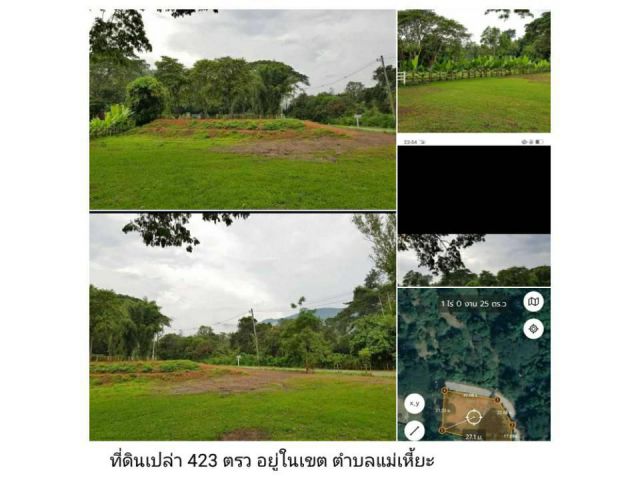 ที่ดินเปล่า 423 ตรว อยู่ในเขต ตำบลแม่เหี้ยะ  อำเภอเมือง จังหวัดเชียงใหม่ อยู่ก่อนทางไปวัดสวนพริก เข้าทางพืชสวนโลก เลยทาง