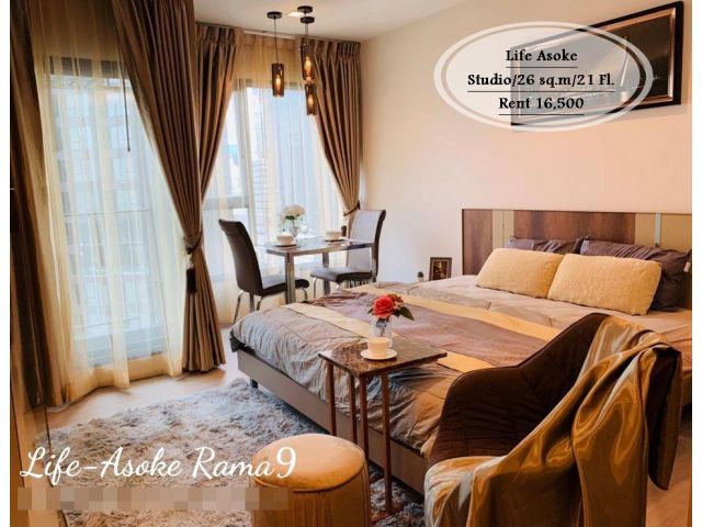 เช่า- Life Asoke /Studio/ ชั้น 21/ 26 ตร.ม/ ใกล้ MRT เพชรบุรี เช่า 16,500