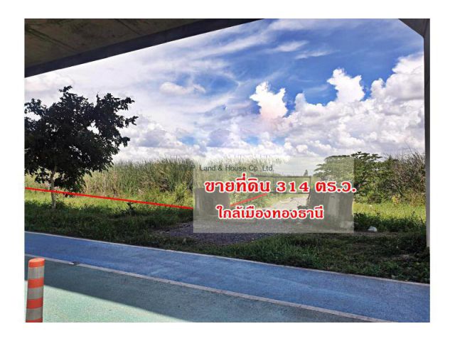 ขายที่ดิน 314 ตรว. ทางเข้าสวนสมเด็จประตู 3 ใกล้เมืองทอง ทำเลดี ราคาถูก