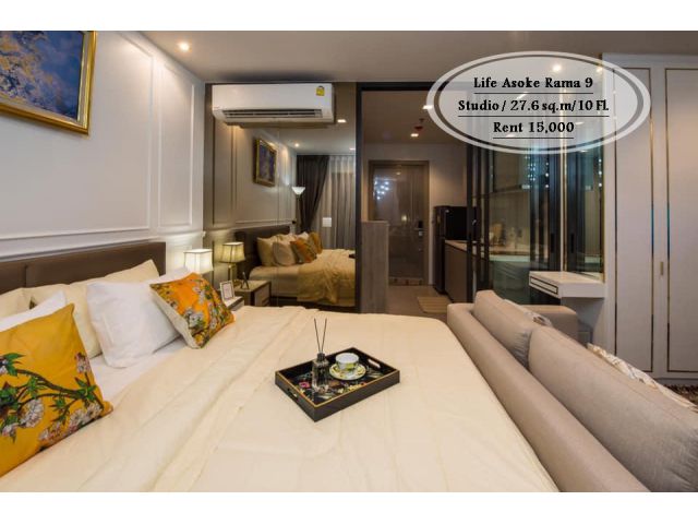เช่า- Life Asoke Rama 9/Studio/ ชั้น 10/ 27.6 ตร.ม/ ใกล้ MRT พระราม 9 เช่า 15,00017,000