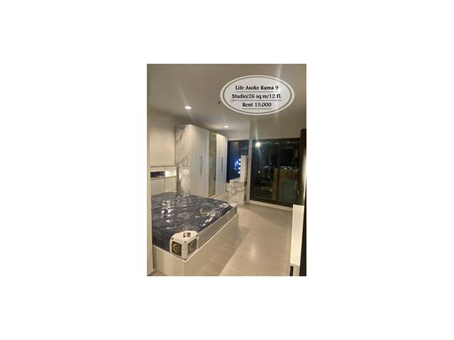 เช่า- Life Asoke Rama 9/Studio/ ชั้น 12/ 26 ตร.ม/ ใกล้ MRT พระราม 9 เช่า 15,000