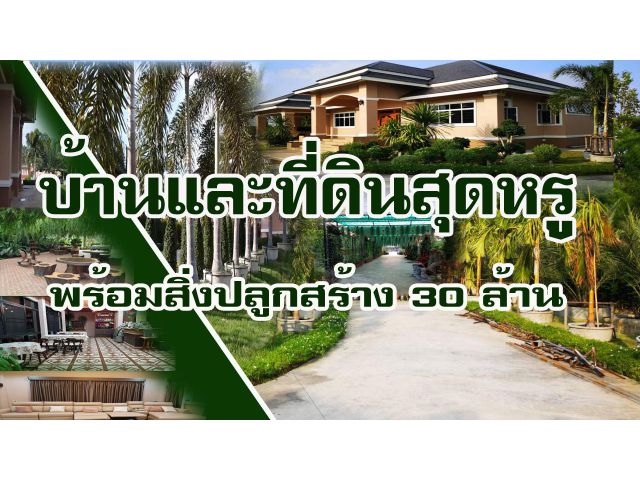 บ้านและที่ดิน พร้อมสิ่งปลูกสร้างบนเนื้อที่2ไร่กว่า สุดหรู ราคาถูกใจ30ล้าน