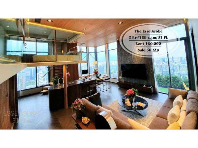 เช่า&ขาย - The Esse Asoke /165 ตร.ม/2 นอน/ชั้น 51 ใกล้ BTS อโศก เช่า 180,000/ขาย 50 ล้าน