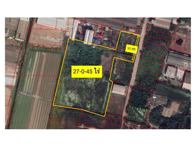 ขายที่ดินสีม่วง 27 ไร่ ติดถนน ต.คลองมะเดื่อ สมุทรสาคร ไฟฟ้า ประปาพร้อม ทำเลดีมาก