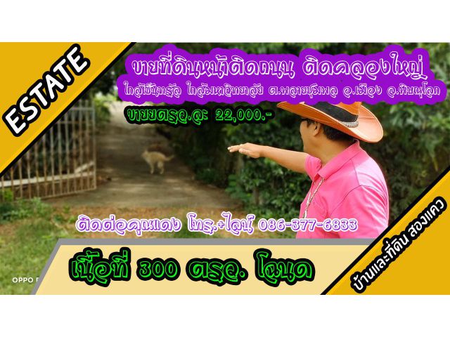 ขายที่ดินติด 300ตรว.ถนนดำ ติดคลองชล. ใกล้เซ็นทรัล ใกล้มหาวิทยาลัย ต.พลายชมพล อ.เมืองพิษณุโลก ตรว.ละ 22,000.-