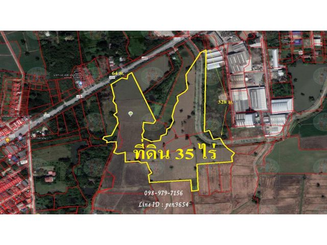 PH582 ขายที่ดิน 35 ไร่(ขายยกทั้งหมดไม่แบ่งขาย) หน้ากว้าง 60 เมตร
