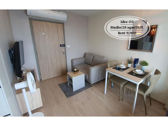 เช่า -Ideo O2  /Studio/ 28 ตร.ม / ชั้น 26/ ใกล้ BTS บางนา เช่า 9,900 บ.