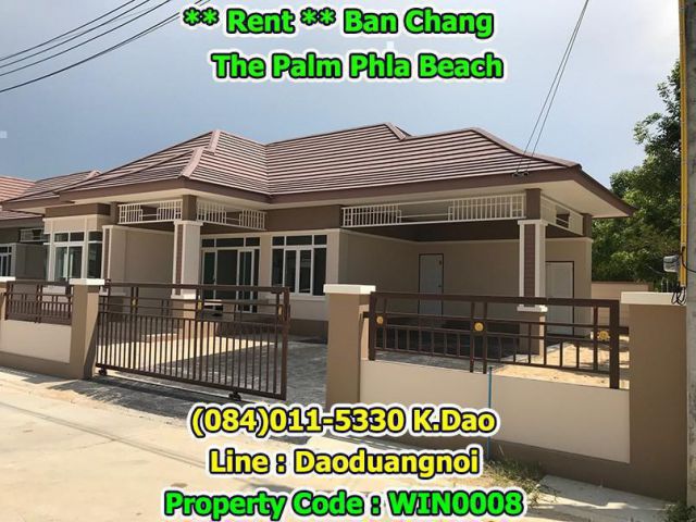For Rent The Palm Phla Beach, Ban Chang Housing Area 152 Sqr.m. 3Bedroom 2Bathroom