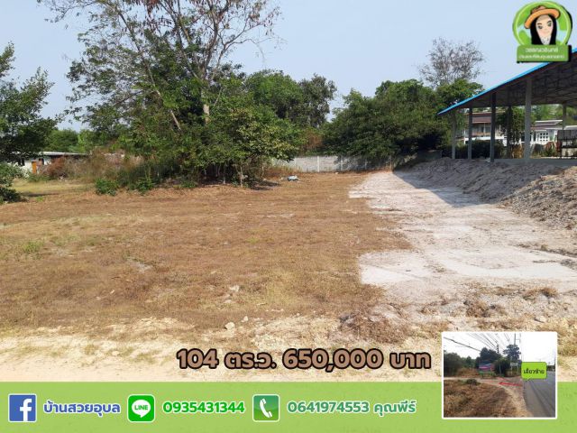 ที่ดินโซนวารินชำราบ บ้านธาตุ 104 ตร.ว. ราคา 650,000 บาท