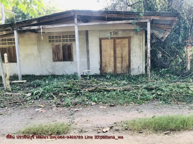 ขายที่ดินพร้อมบ้าน ใกล้ถนน 304  ใกล้วิทยาลัยการอาชีพกบินทร์บุรี ใกล้โรงเรียนสายมิตรศึกษา เนื้อที่ 1 งาน 55 ตรว.