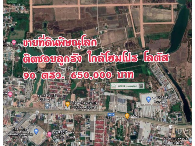 > ขายด่วนที่ดินพิษณุโลก ใกล้โฮมโปร โลตัส ติดซอยลูกรัง 90 ตรว.