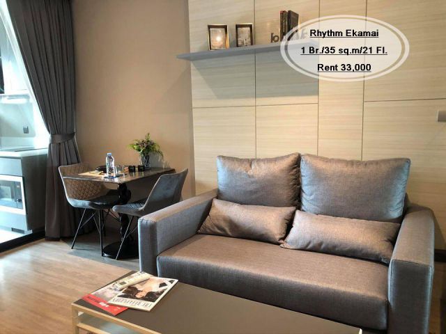 เช่า- Rhythm Ekamai /1 ห้องนอน / 35 ตร.ม. /ชั้น 21 ใกล้ BTS เอกมัย เช่า 33,000