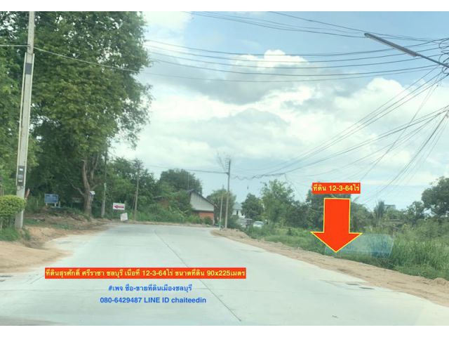 ###ขายที่ดินสุรศักดิ์ เนื้อที่ 12-3-64ไร่ ศรีราชา ไร่ละ 5.6ล้าน##