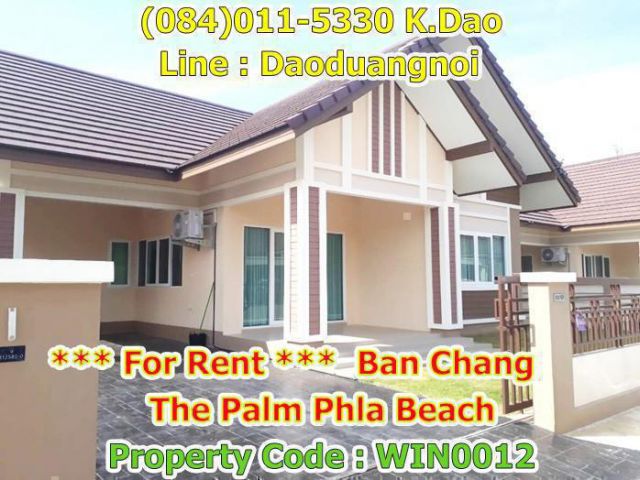Detached House for Rent The Palm Phla Beach, Ban Chang 64 Sqr.wah Housing Area 117 Sqr.m.