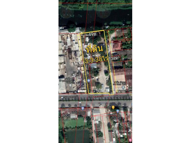 ขายที่ดิน 3-3-38 ไร่ ติดถนนลาดกะบัง ห่างรถไฟฟ้าBTS สถานีลาดกระบัง 600ม. เขตลาดกระบัง กรุงเทพๆ