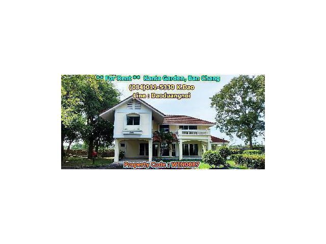 Detached House for Rent Kanta Gardens, Ban Chang 3 Bedrooms with En-suite Bathroom.25,000 Baht