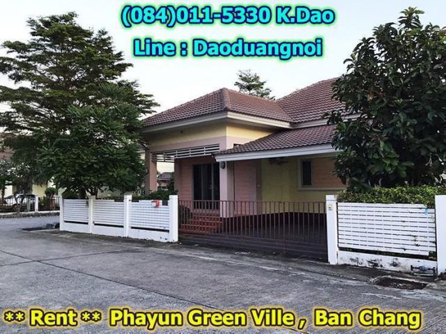 Corner House For Rent Phayun Green Ville, Ban Chang  Rental Fee 17,000 Baht