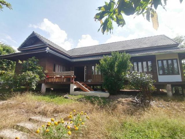 ขายบ้านไม้สักทอง (ขายที่ดินแม่แตง) สไตล์รีสอร์ท วิวเขา วิวนา เนื้อที่​ 8​ ไร่​ ขาย 12.9ล้าน