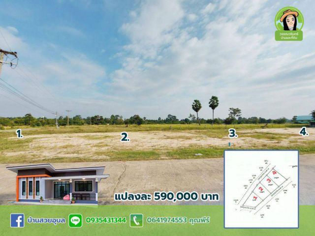 ที่ดินบ้านนาดูนน้อย-ขามใหญ่ ติดคอนกรีต แปลง แปลงละ 590,000 บาท