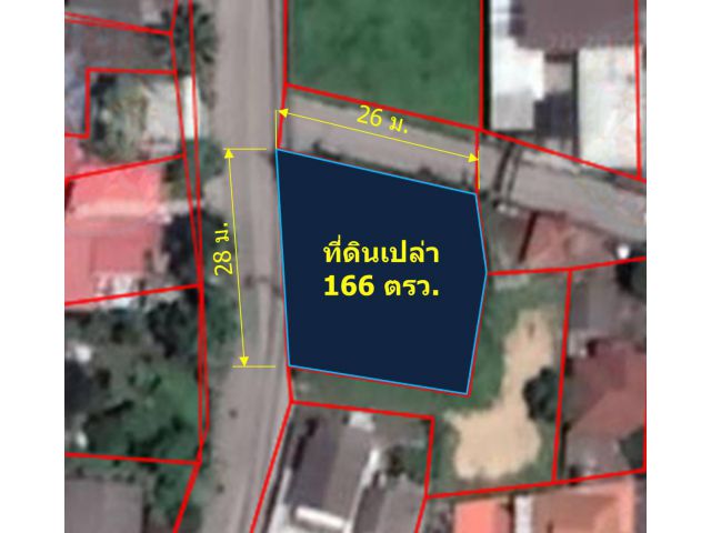 ขายที่ดินเปล่าแปลงหัวมุม 166 ตรว. ใกล้แยกรวมโชค (ต.หนองจ๊อม  อ.สันทราย)