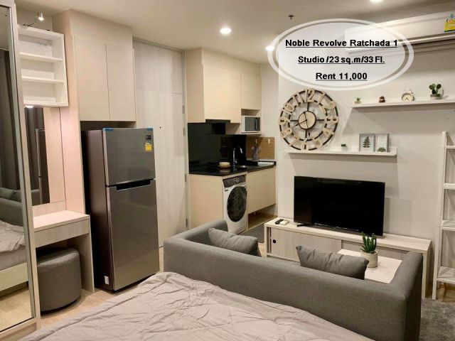 เช่า- Noble Revolve Ratchada 1/Studio / 23 ตร.ม. /ชั้น 33 ใกล้ MRT ศูนย์วัฒนธรรม เช่า 11,000
