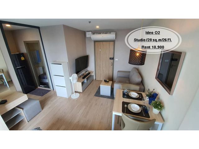 เช่า- Ideo O2/Studio / 28 ตร.ม. /ชั้น 26 ใกล้ BTS บางนา เช่า 10,900
