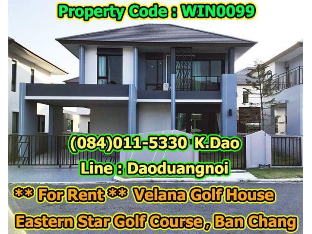 For Rent 2-Storey-House in Velana Golf House Eastern Star Golf Course, Ban Chang 3 Bedrooms 3 Bathrooms