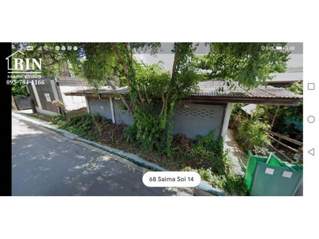 ขายที่ดินติดถนน  ซอยไทรม้า 14 ต.ไทรม้า อ.เมือง นนทบุรีพื้นที่ 106 ตร.ว. หน้ากว้าง 12 เมตร ลึก 35 เมตร