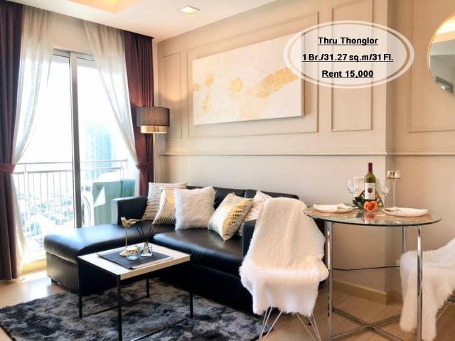 เช่า- Thru Thonglor /1 ห้งอนอน / 31.27 ตร.ม. /ชั้น 31 ใกล้ BTS ทองหล่อ เช่า 15,000